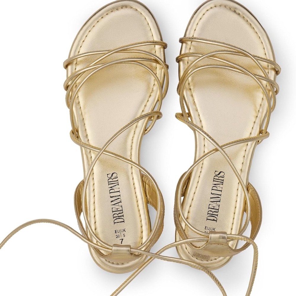 Dream Pairs Gold Lace-Up Sandals